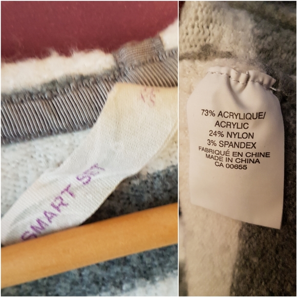 Smart Set Striped V-Neck Hoodie Sweater - Picture 3 of 4